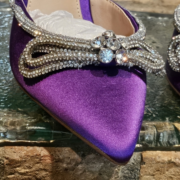 Steve Madden Viable Purple Satin with Rhinestone Bow Wmns Sz 7 - Picture 9 of 12